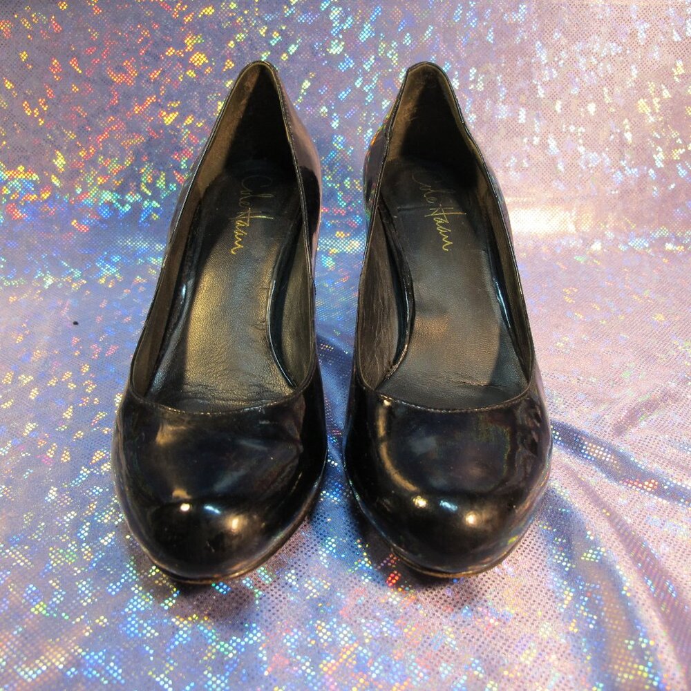 Cole Haan Black patent Leather pumps Size 6.5B, very comfortable, stiletto heels